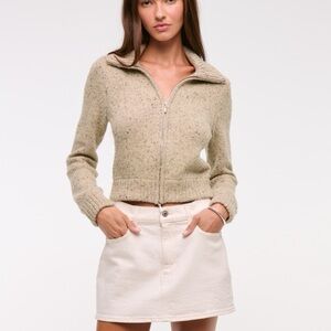 ABERCOMBIE Beige Zip-Up Sweater